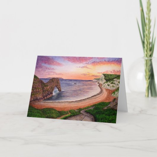 Durdle Door Sunset Wenskaart Kaart (Voorkant)