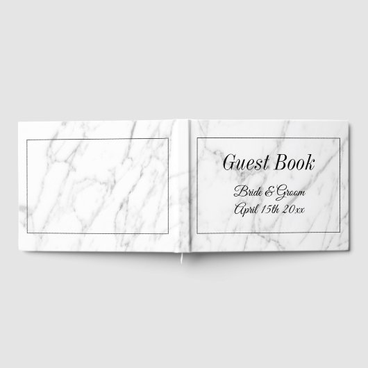 Dure witte marmeren print bruiloft gastenboek (Volledig)