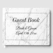 Dure witte marmeren print bruiloft gastenboek (Voorkant)