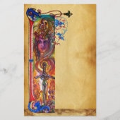 DURENDAL ANTIEK ROOD BLAUW BLOEMENPERKAMENT BRIEFPAPIER (Voorkant)