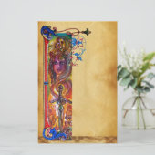 DURENDAL ANTIEK ROOD BLAUW BLOEMENPERKAMENT BRIEFPAPIER (Staand voorkant)