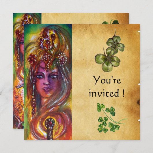 DURENDAL, St Patrick's Day Party, bruin perkament Kaart (Voorkant / Achterkant)