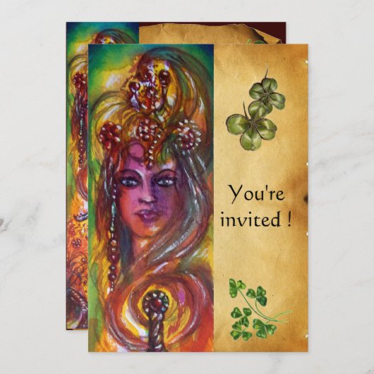 DURENDAL, St Patrick's Day Party, bruin perkament Kaart (Voorkant / Achterkant)