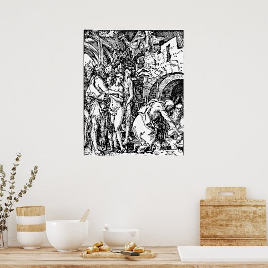 Durer Etching Descent in Hell Poster (Keuken)