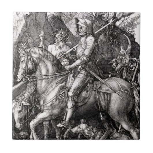 Durer Knight Death and the Devil Tile Tegeltje (Voorkant)