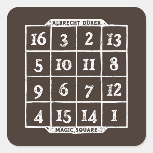 Durer Magic Square Wiskunde Nerd Vierkante Sticker (Voorkant)