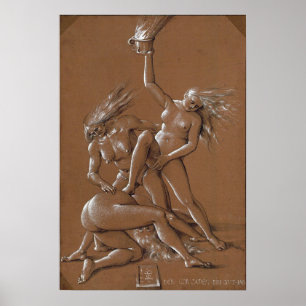 Dürer - Nieuwjaarsgroet met drie heksen Poster