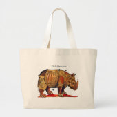 Durer Rhinoceros Kleur Renaissance op Canvas tas (Voorkant)