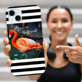 Durf anders te zijn Flamingo White Black Stripes Case-Mate iPhone Case