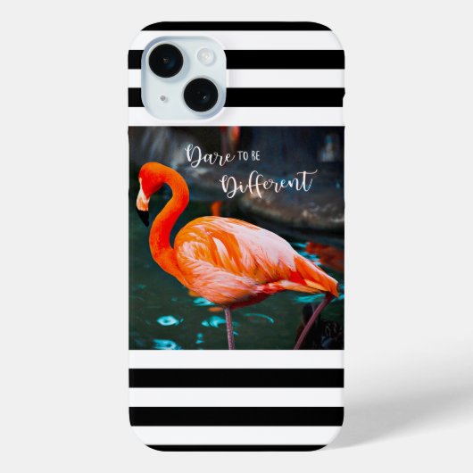 Durf anders te zijn Flamingo White Black Stripes Case-Mate iPhone Case (Achterkant)