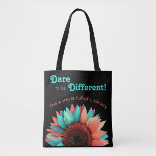 Durf anders te zijn Kleurrijke Zonnebloem Tote Bag