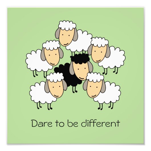 Durf anders te zijn Zwarte schaap Foto Afdruk (Voorkant)