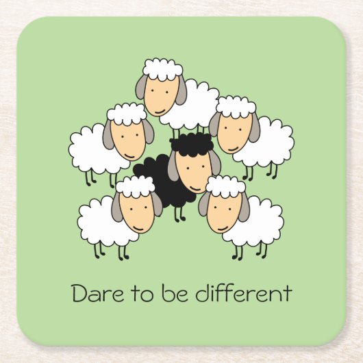 Durf anders te zijn Zwarte schaap Kartonnen Onderzetters (Voorkant)