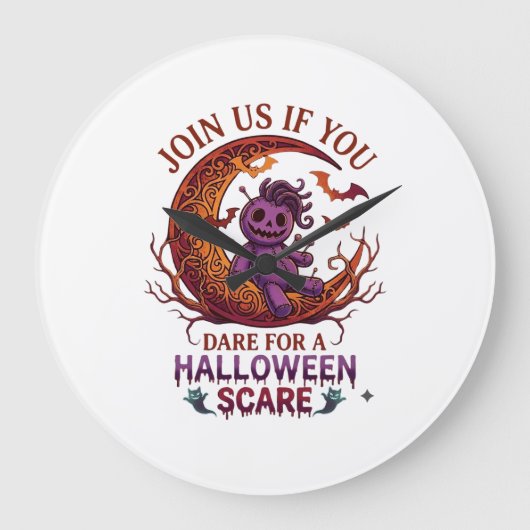 Durf Halloween Schrik Paarse Voodoo Pop Crescent M Grote Klok (Voorkant)