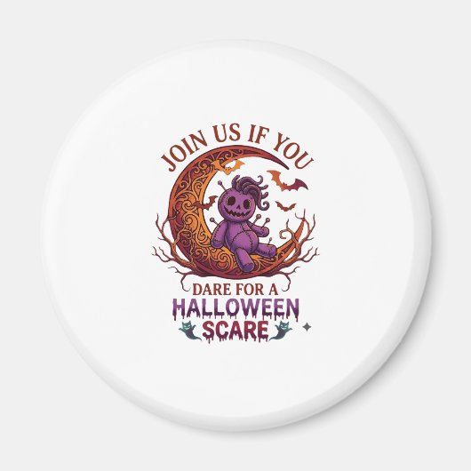 Durf Halloween Schrik Paarse Voodoo Pop Crescent M Magneet (Voorkant)