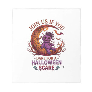 Durf Halloween Schrik Paarse Voodoo Pop Crescent M Notitieblok