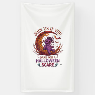 Durf Halloween Schrik Paarse Voodoo Pop Crescent M Spandoek