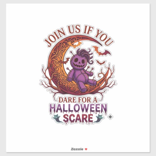 Durf Halloween Schrik Paarse Voodoo Pop Crescent M Sticker (Vel)
