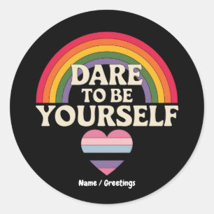 Durf jezelf te zijn Autisme Bewustzijn Rainbow Gif Ronde Sticker