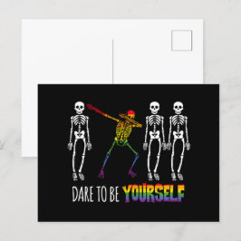 Durf jezelf te zijn Halloween Dabbing Skelet Briefkaart