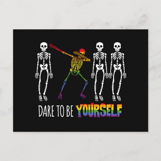 Durf jezelf te zijn Halloween Dabbing Skelet Briefkaart (Voorkant)