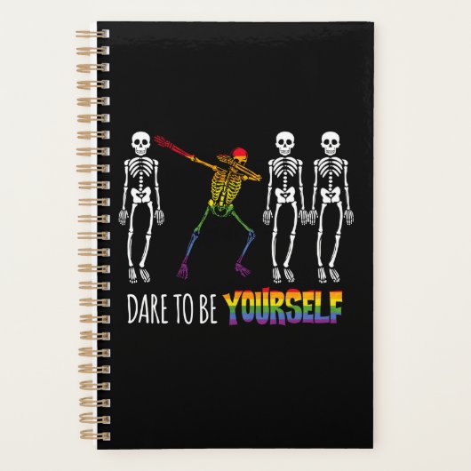 Durf jezelf te zijn Halloween Dabbing Skelet Planner (Voorkant)