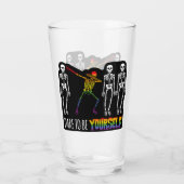 Durf jezelf te zijn Halloween Dabbing Skelet Pop Glas (Achterkant)