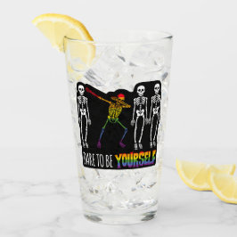 Durf jezelf te zijn Halloween Dabbing Skelet Pop Glas