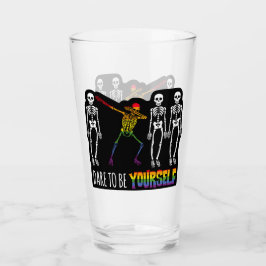 Durf jezelf te zijn Halloween Dabbing Skelet Pop Glas
