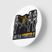 Durf jezelf te zijn Halloween Dabbing Skelet Ronde Klok (Hoek)