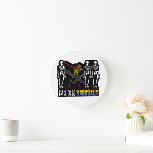 Durf jezelf te zijn Halloween Dabbing Skelet Ronde Klok (Huis)