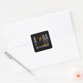 Durf jezelf te zijn Halloween Dabbing Skelet Vierkante Sticker