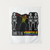 Durf jezelf te zijn Halloween Dabbing Skelet Wandkleed (Voorkant)