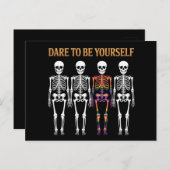 Durf jezelf te zijn Skeleton Schattige LGBT Pride Briefkaart (Voorkant / Achterkant)