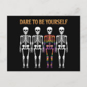 Durf jezelf te zijn Skeleton Schattige LGBT Pride Briefkaart (Voorkant)