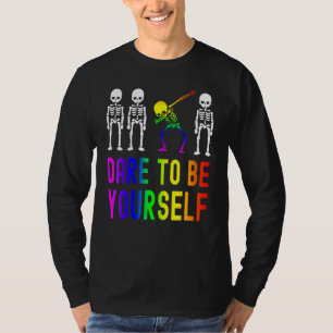 Durf Jijzelf Te Zijn Lgbt Trots Skelet Dabbing T-shirt