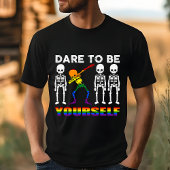 Durf Jijzelf Te Zijn Regenboog Skelet Pride Tri-Blend Shirt