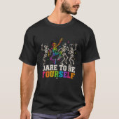 Durf Jijzelf Te Zijn Regenboogskelet  T-shirt (Voorkant)