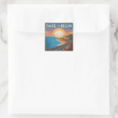 Durf om te Beginnen Vierkante Sticker (Tas)