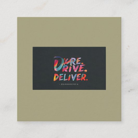 "Durf, rijd, lever.": Vierkante Visitekaartje (Voorkant)