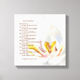 "Durf rijk te zijn" Orchidee Canvas Afdruk