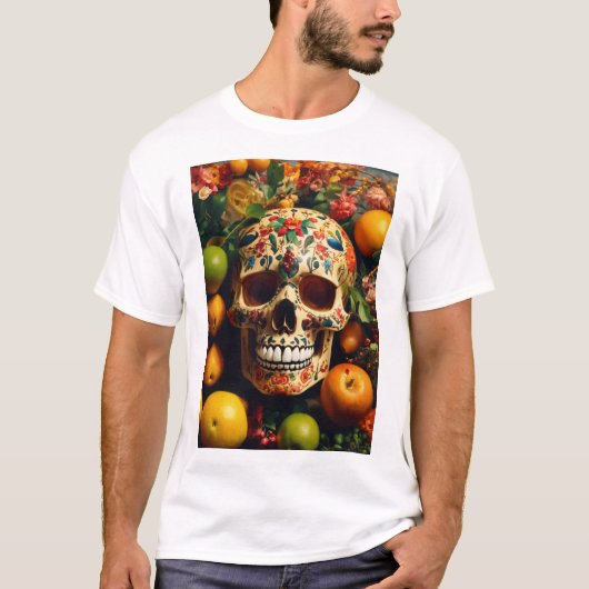 "Durf te Draag" Schedel op de Fruits T-Shirts (Voorkant)