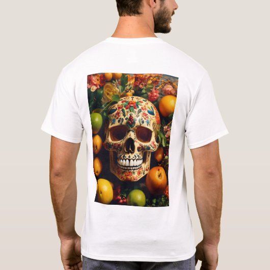 "Durf te Draag" Schedel op de Fruits T-Shirts (Achterkant)