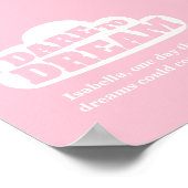 Durf te dromen roze witte kinderkamer poster (Hoek)
