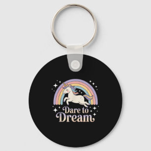Durf te dromen Unicorn Regenboog Motivatie Sleutelhanger