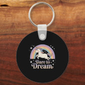 Durf te dromen Unicorn Regenboog Motivatie Sleutelhanger (Voorkant)