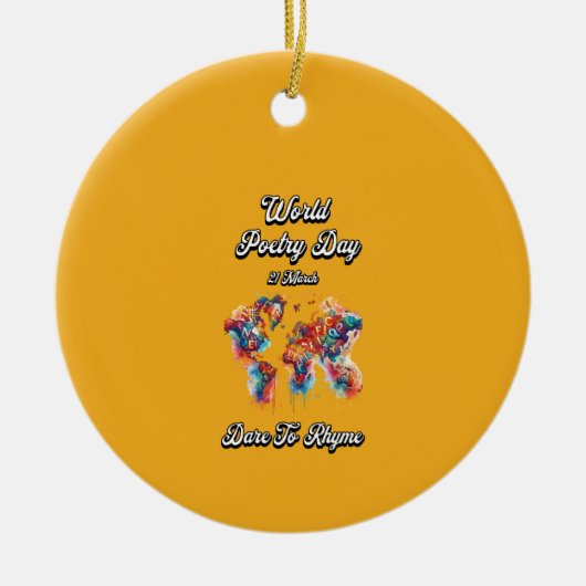 Durf te rijmen. Wereldgedichtendag. Keramisch Ornament (Voorkant)