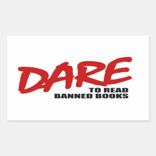 Durf verboden boeken te lezen rechthoekige sticker