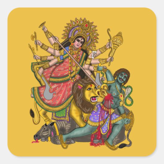 Durga die Mahishasura doodt Sticker (Voorkant)