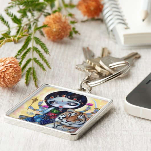 "Durga en de tijger" Sleutelhanger (Zijkant)